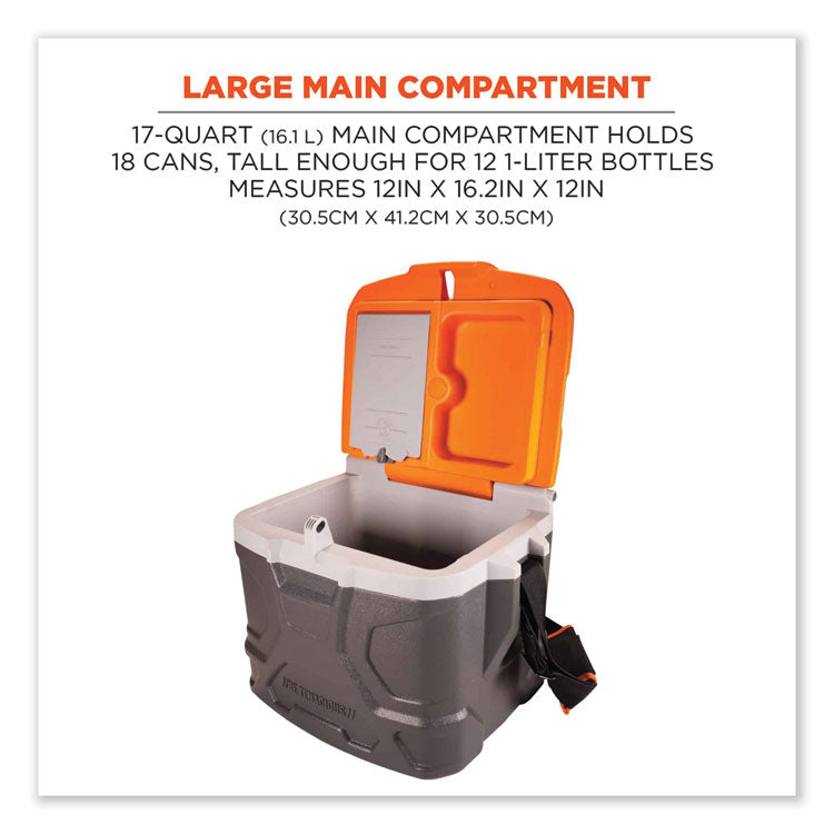 Chill-Its 5170 17-Quart Industrial Hard Sided Cooler, Orange/Gray