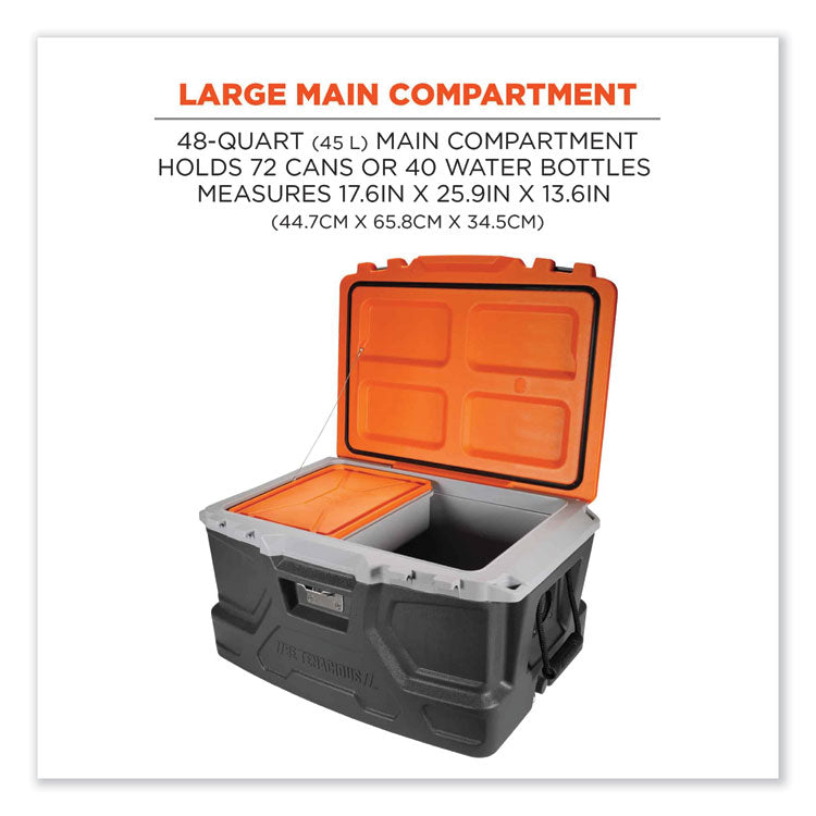 Chill-Its 5171 48-Quart Industrial Hard Sided Cooler, Orange/Gray, 20/Pallet