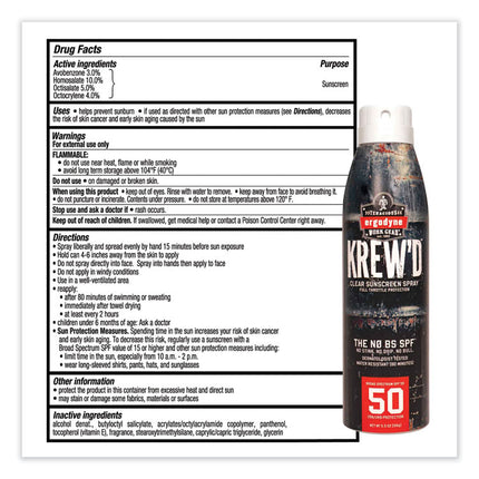 Krewd 6353 SPF 50 Sunscreen Spray, 5.5 oz Can
