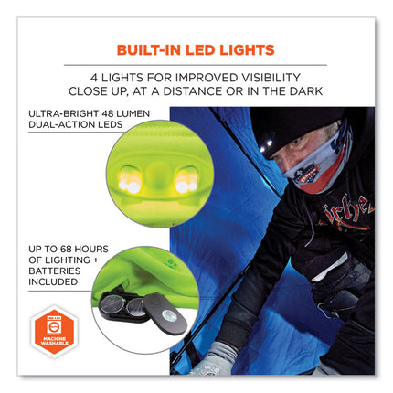 N-Ferno 6804 Skull Cap Winter Hat with LED Lights, One Size Fits Mosts, Lime