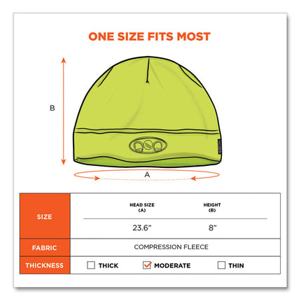 N-Ferno 6804 Skull Cap Winter Hat with LED Lights, One Size Fits Mosts, Lime