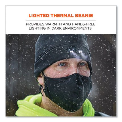 N-Ferno 6804 Skull Cap Winter Hat with LED Lights, One Size Fits Mosts, Black
