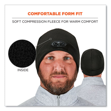 N-Ferno 6804 Skull Cap Winter Hat with LED Lights, One Size Fits Mosts, Black
