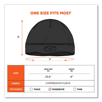 N-Ferno 6804 Skull Cap Winter Hat with LED Lights, One Size Fits Mosts, Black
