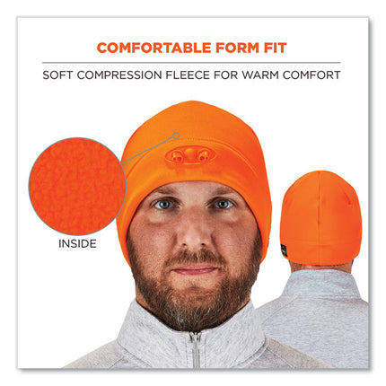 N-Ferno 6804 Skull Cap Winter Hat with LED Lights, One Size Fits Most, Orange