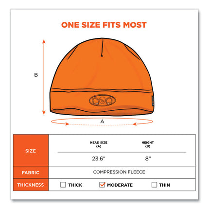 N-Ferno 6804 Skull Cap Winter Hat with LED Lights, One Size Fits Most, Orange