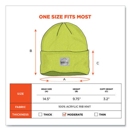 N-Ferno 6806 Cuffed Rib Knit Winter Hat, One Size Fits Most, Lime