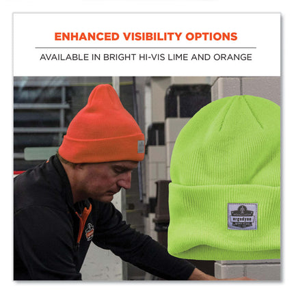 N-Ferno 6806 Cuffed Rib Knit Winter Hat, One Size Fits Most, Orange