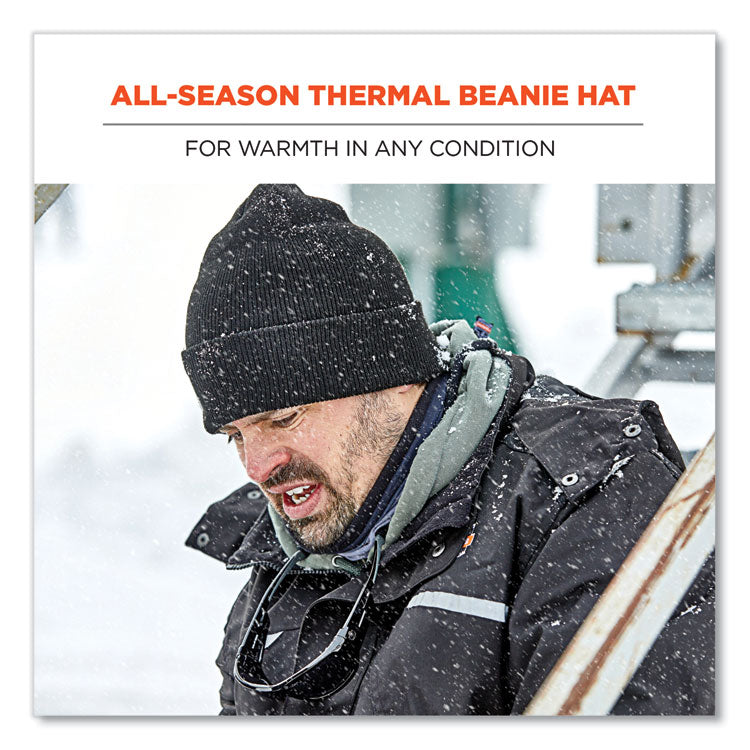 N-Ferno 6806 Cuffed Rib Knit Winter Hat, One Size Fits Most, Black