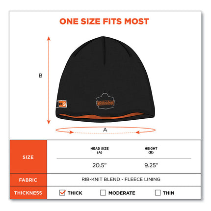N-Ferno 6820 FR Cotton Fleece Knit Hat, One Size Fits Most, Black