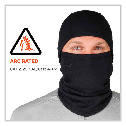 N-Ferno 6847 FR Dual Compliant Balaclava Face Mask, Polartec FR Power Grid Fleece, One Size Fits Most, Black