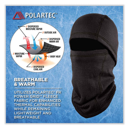 N-Ferno 6847 FR Dual Compliant Balaclava Face Mask, Polartec FR Power Grid Fleece, One Size Fits Most, Black