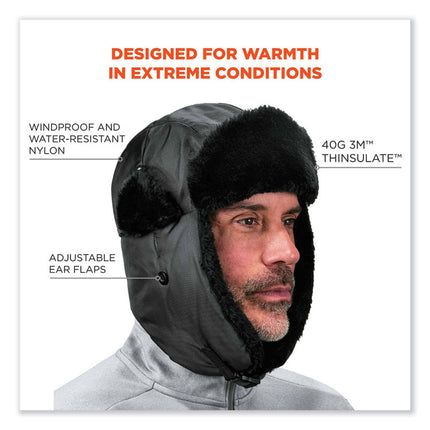 N-Ferno 6802Z Zippered Trapper Hat, Small/Medium, Black