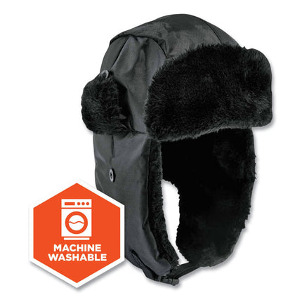 N-Ferno 6802Z Zippered Trapper Hat, Small/Medium, Black