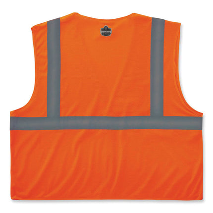 GloWear 8210HL Class 2 Economy Mesh Hook and Loop Vest, Polyester, Small/Medium, Orange