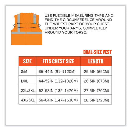 GloWear 8210HL Class 2 Economy Mesh Hook and Loop Vest, Polyester, X-Small, Orange