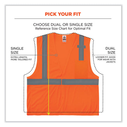 GloWear 8210HL Class 2 Economy Mesh Hook and Loop Vest, Polyester, Large/X-Large, Orange