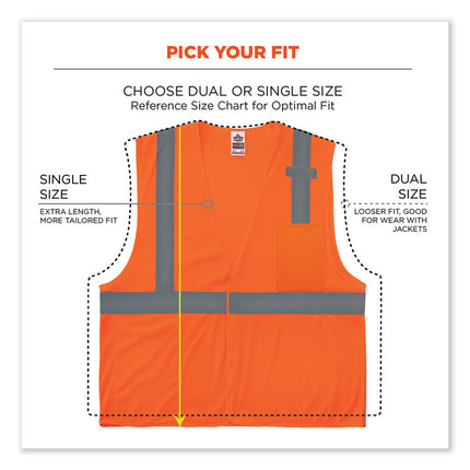 GloWear 8210HL Class 2 Economy Mesh Hook and Loop Vest, Polyester, 2X-Large/3X-Large, Orange
