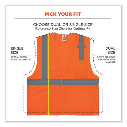 GloWear 8210HL Class 2 Economy Mesh Hook and Loop Vest, Polyester, 4X-Large/5X-Large, Orange