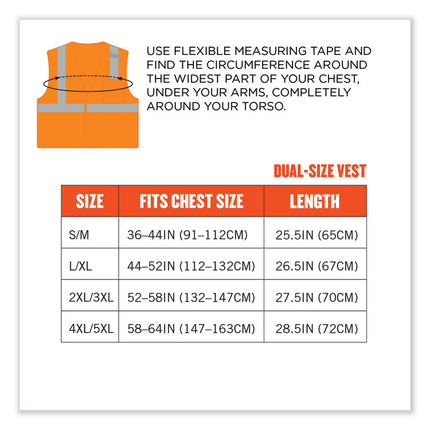 GloWear 8210HL Class 2 Economy Mesh Hook and Loop Vest, Polyester, 4X-Large/5X-Large, Orange