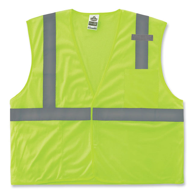 GloWear 8210HL Class 2 Economy Mesh Hook and Loop Vest, Polyester, X-Small, Lime