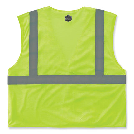 GloWear 8210HL Class 2 Economy Mesh Hook and Loop Vest, Polyester, X-Small, Lime