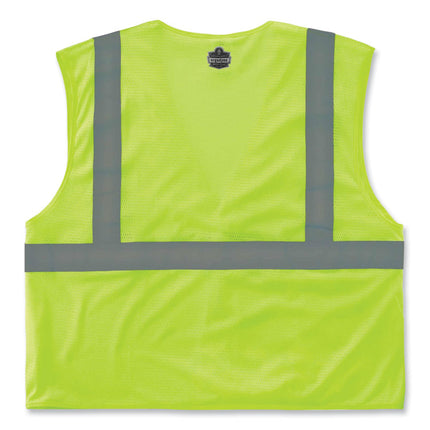 GloWear 8210HL Class 2 Economy Mesh Hook and Loop Vest, Polyester, Small/Medium, Lime