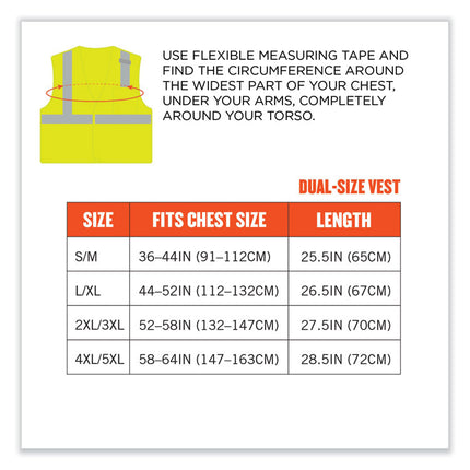 GloWear 8210HL Class 2 Economy Mesh Hook and Loop Vest, Polyester, Small/Medium, Lime