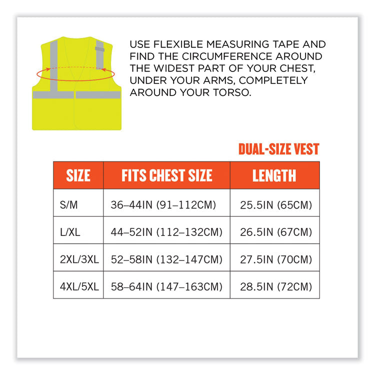 GloWear 8210HL Class 2 Economy Mesh Hook and Loop Vest, Polyester, 4X-Large/5X-Large, Lime