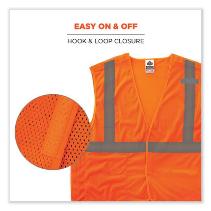 GloWear 8215BA Class 2 Economy Breakaway Mesh Vest, Polyester, X-Small, Orange