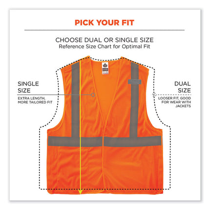 GloWear 8215BA Class 2 Economy Breakaway Mesh Vest, Polyester, X-Small, Orange