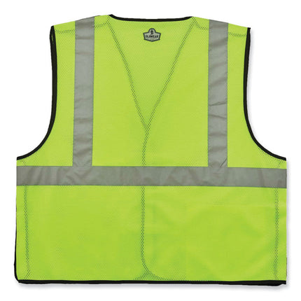 GloWear 8216BA Class 2 Breakaway Mesh ID Holder Vest, Polyester, Small/Medium, Lime