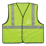 GloWear 8216BA Class 2 Breakaway Mesh ID Holder Vest, Polyester, Large/X-Large, Lime
