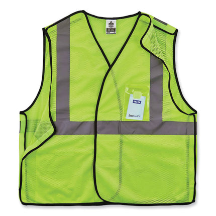 GloWear 8216BA Class 2 Breakaway Mesh ID Holder Vest, Polyester, Large/X-Large, Lime