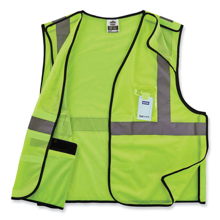 GloWear 8216BA Class 2 Breakaway Mesh ID Holder Vest, Polyester, 4X-Large/5X-Large, Lime