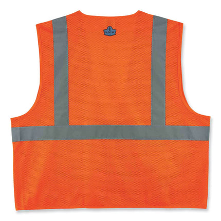 GloWear 8220Z Class 2 Standard Mesh Zipper Vest, Polyester, Small/Medium, Orange