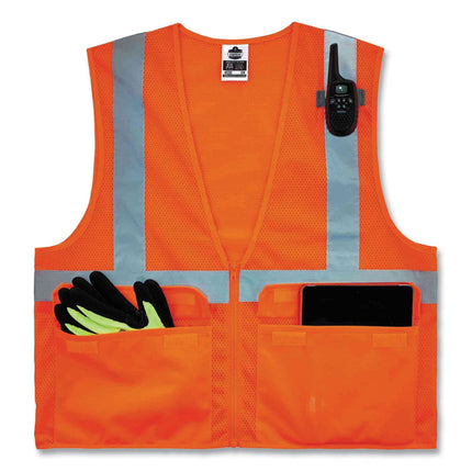 GloWear 8220Z Class 2 Standard Mesh Zipper Vest, Polyester, 2X-Large/3X-Large, Orange