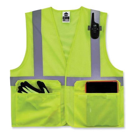 GloWear 8220HL Class 2 Standard Mesh Hook and Loop Vest, Polyester, 4X-Large/5X-Large, Lime