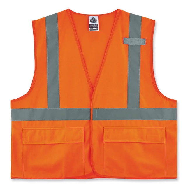 GloWear 8225HL Class 2 Standard Solid Hook and Loop Vest, Polyester, Orange, Large/X-Large