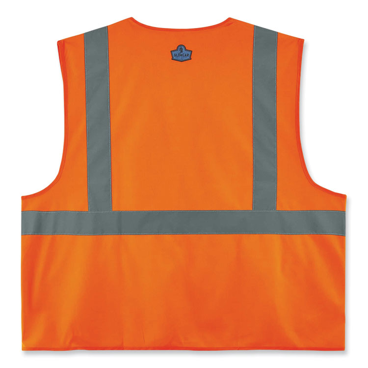 GloWear 8225HL Class 2 Standard Solid Hook and Loop Vest, Polyester, Orange, 4X-Large/5X-Large