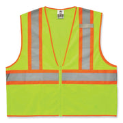 GloWear 8229Z Class 2 Economy Two-Tone Zipper Vest, Polyester, Large/X-Large, Lime
