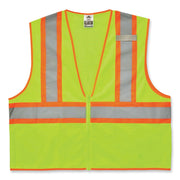 GloWear 8229Z Class 2 Economy Two-Tone Zipper Vest, Polyester, 2X-Large/3X-Large, Lime