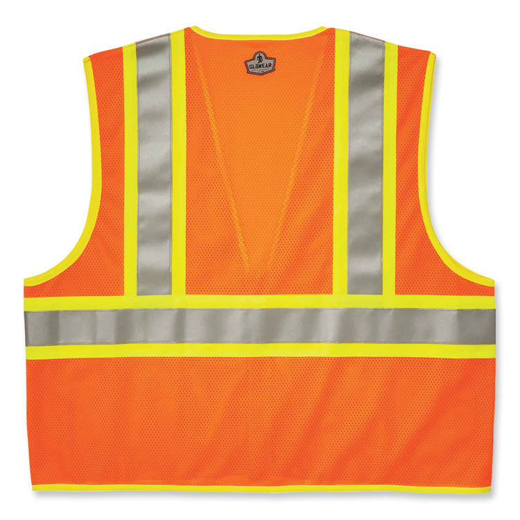 GloWear 8230Z Class 2 Two-Tone Mesh Zipper Vest, Polyester, Large/X-Large, Orange