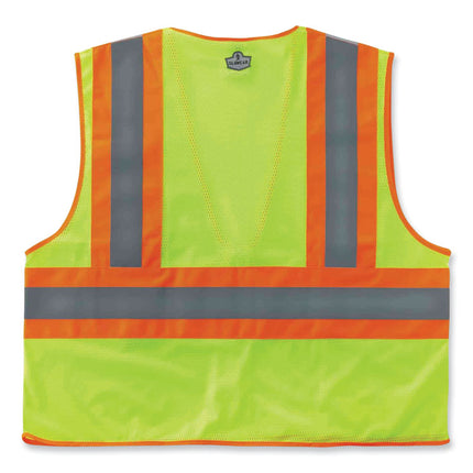 GloWear 8230Z Class 2 Two-Tone Mesh Zipper Vest, Polyester, Small/Medium, Lime