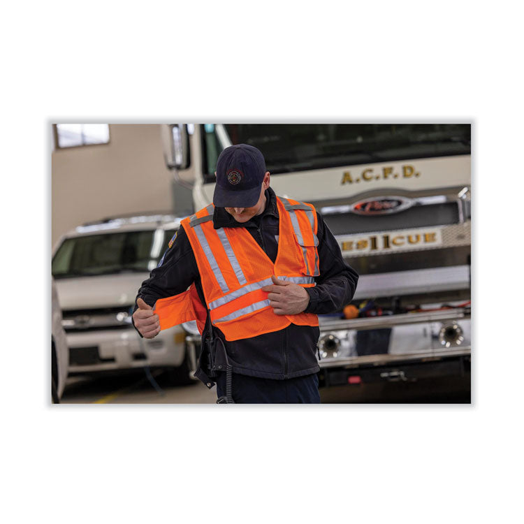 GloWear 8244PSV Class 2 Expandable Public Safety Hook and Loop Vest, Polyester, 3X-Large Plus, Orange