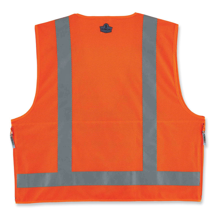GloWear 8250Z Class 2 Surveyors Zipper Vest, Polyester, Large/X-Large, Orange
