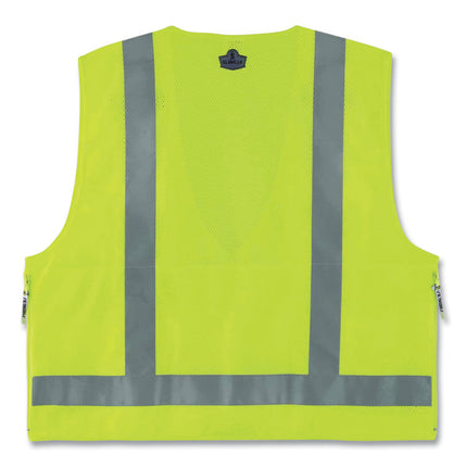 GloWear 8250Z Class 2 Surveyors Zipper Vest, Polyester, 4X-Large/5X-Large, Lime