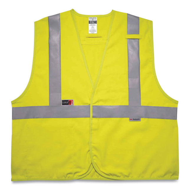 GloWear 8261FRHL Class 2 Dual Compliant FR Hook and Loop Safety Vest, Small/Medium, Lime