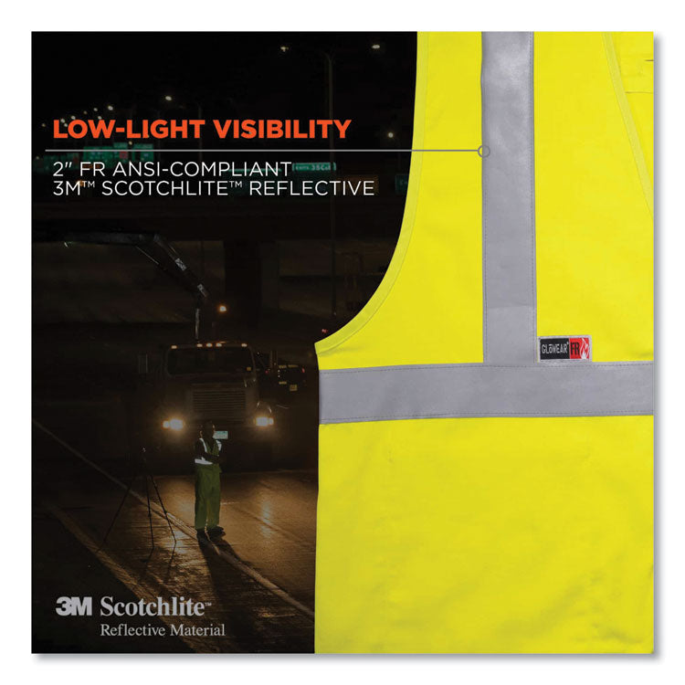GloWear 8261FRHL Class 2 Dual Compliant FR Hook and Loop Safety Vest, Small/Medium, Lime