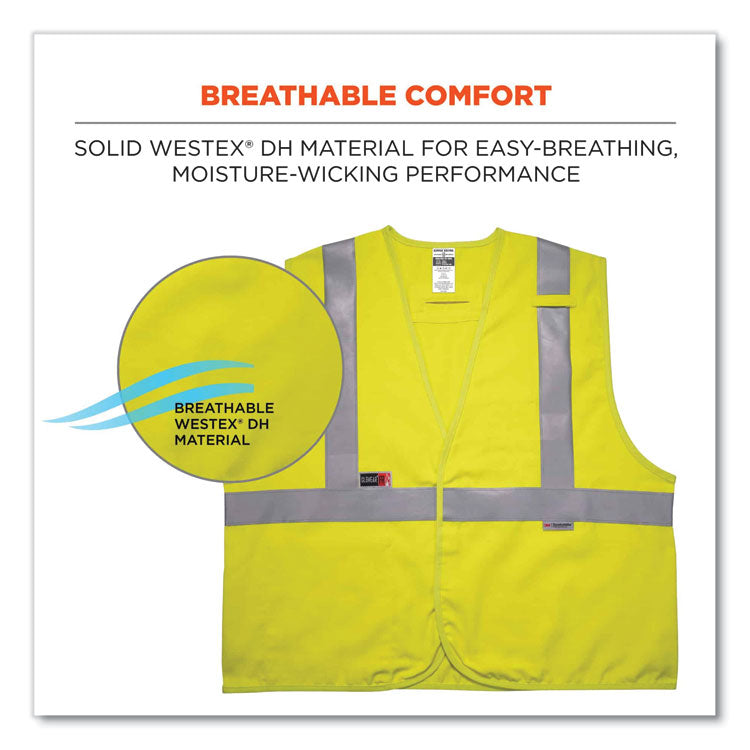 GloWear 8261FRHL Class 2 Dual Compliant FR Hook and Loop Safety Vest, Large/X-Large, Lime